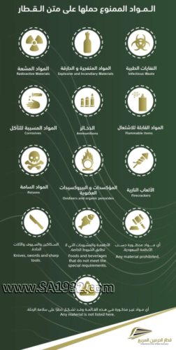 المواد المحظورة على متن قطار الحرمين السريع وقطارات المملكة