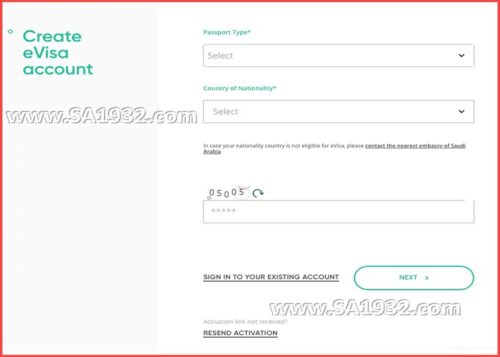 الخطوة الثانية للحصول على التاشيرة السعودية إنشاء حساب