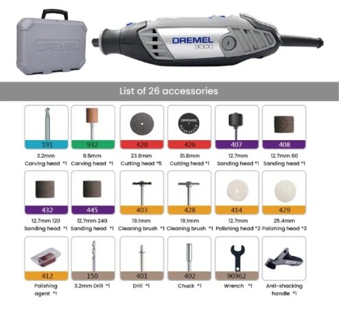 Dremel 3000 1/26 Variable Speed Rotary Tool Kit Electric Grinder