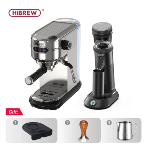 HiBREW Coffee Maker Cafetera 19 Bar Inox Semi Automatic Super Slim ESE POD& Powder Espresso Cappuccino Machine Hot Water H11