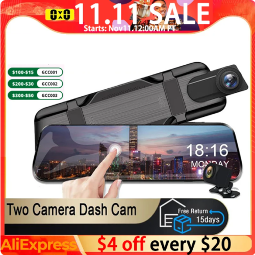 Mirror Camera for Car Touch Screen Video Recorder Rearview mirror Dash Cam Front and Rear Camera Mirror DVR Black Box