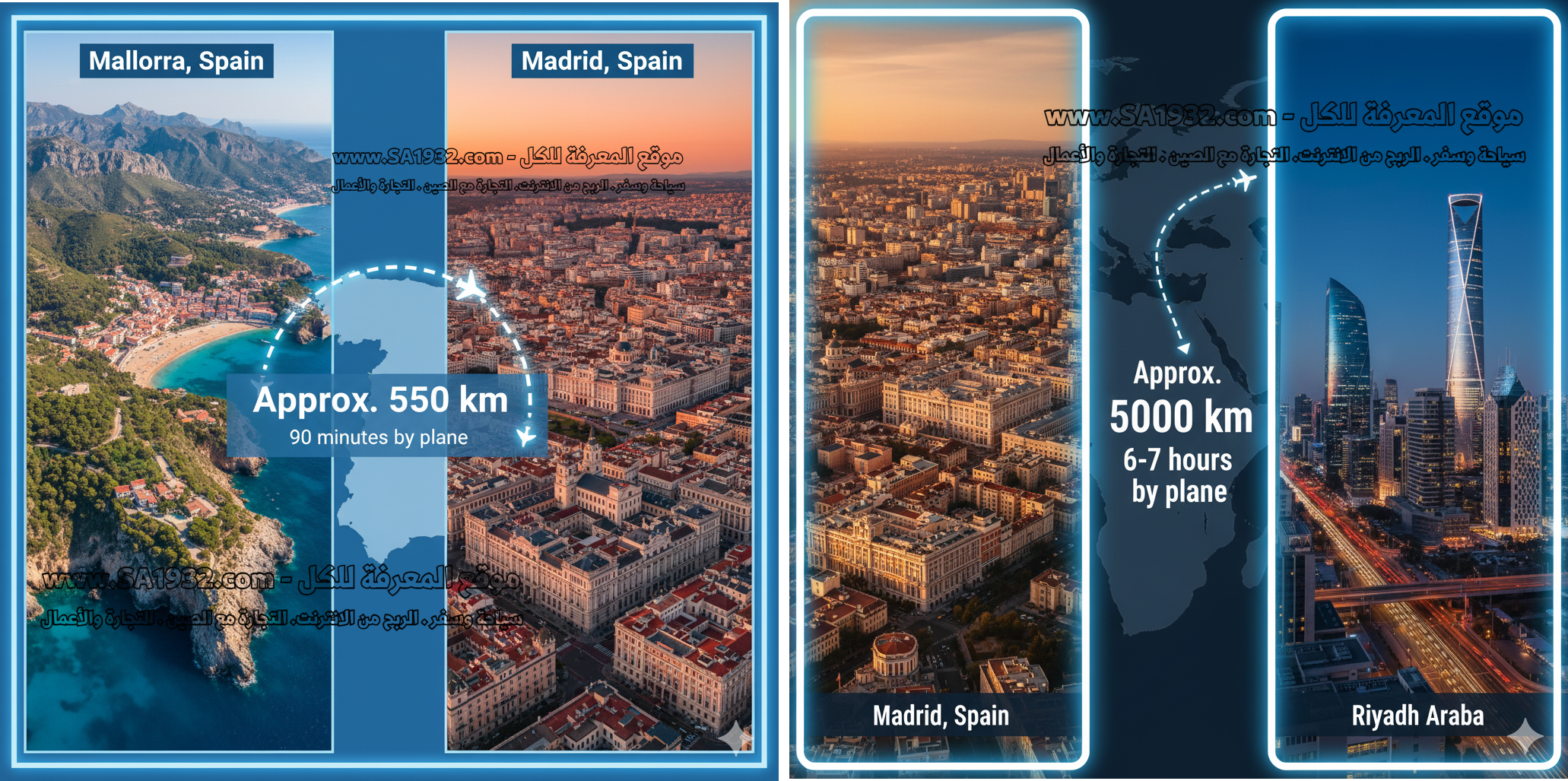 موقع جزيرة مايوركا في اسبانيا و المسافة بينها وبين مدريد العاصمة الاسبانية