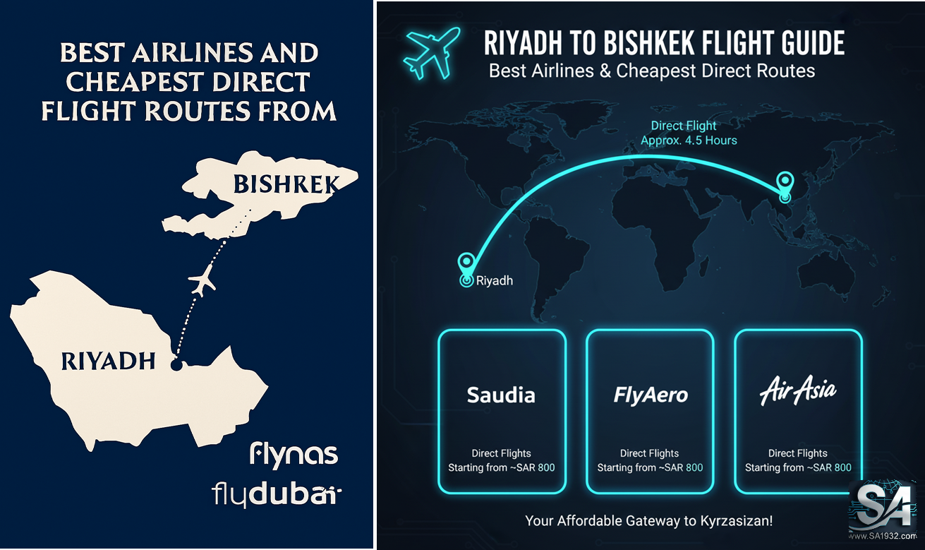 تتوفر رحلات مباشرة أو غير مباشرة من الرياض، دبي، والدوحة إلى بيشكيك